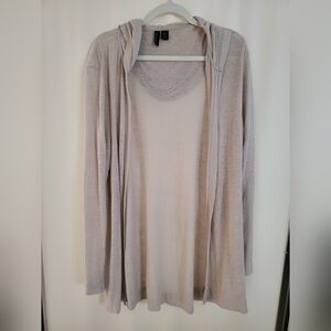 Cynthia Rowley Linen Light Beige Open Front Cardigan
